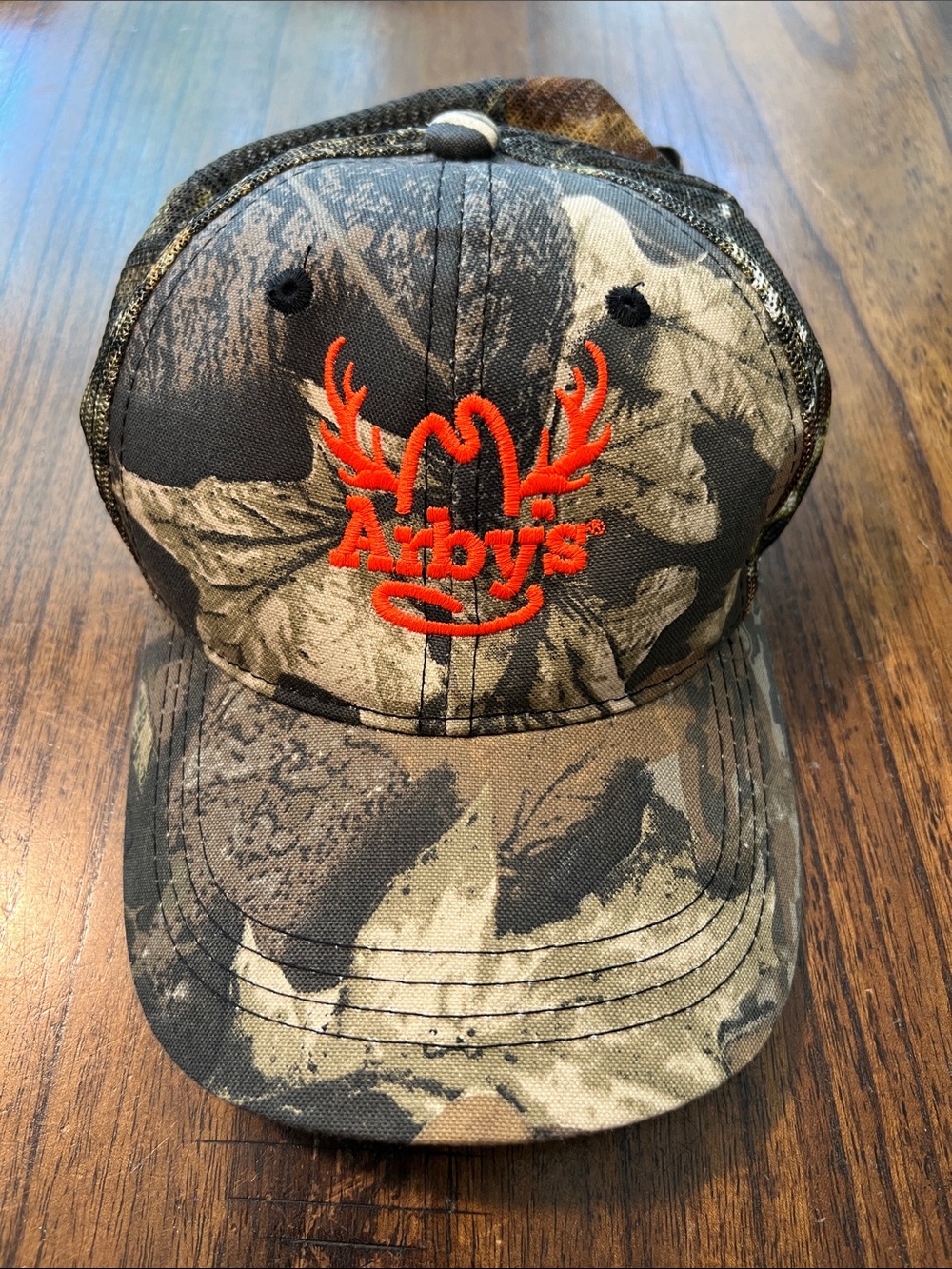 Arby’s Trucker Camo Cap with Bright Orange Antler Logo